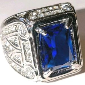 Silver and Blue Men's Ring